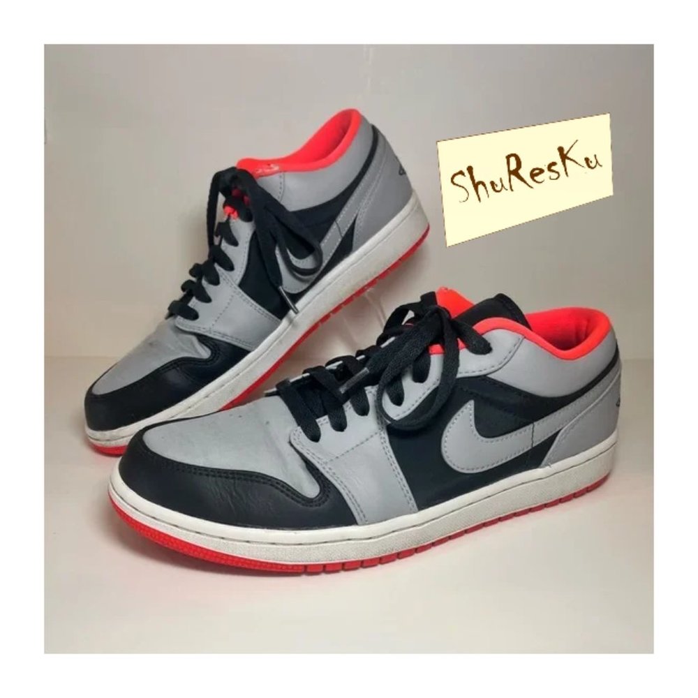 Nike Air Jordan 1 Low 'Wolf Grey Infrared' - Size 9 - 553558-022
